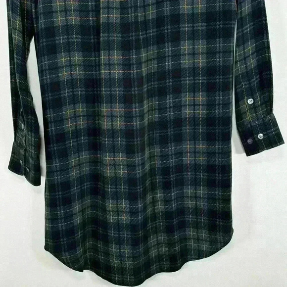 Equipment Femme 100% silk tartan plaid shirt dress green holiday winter size xs - Picture 9 of 16